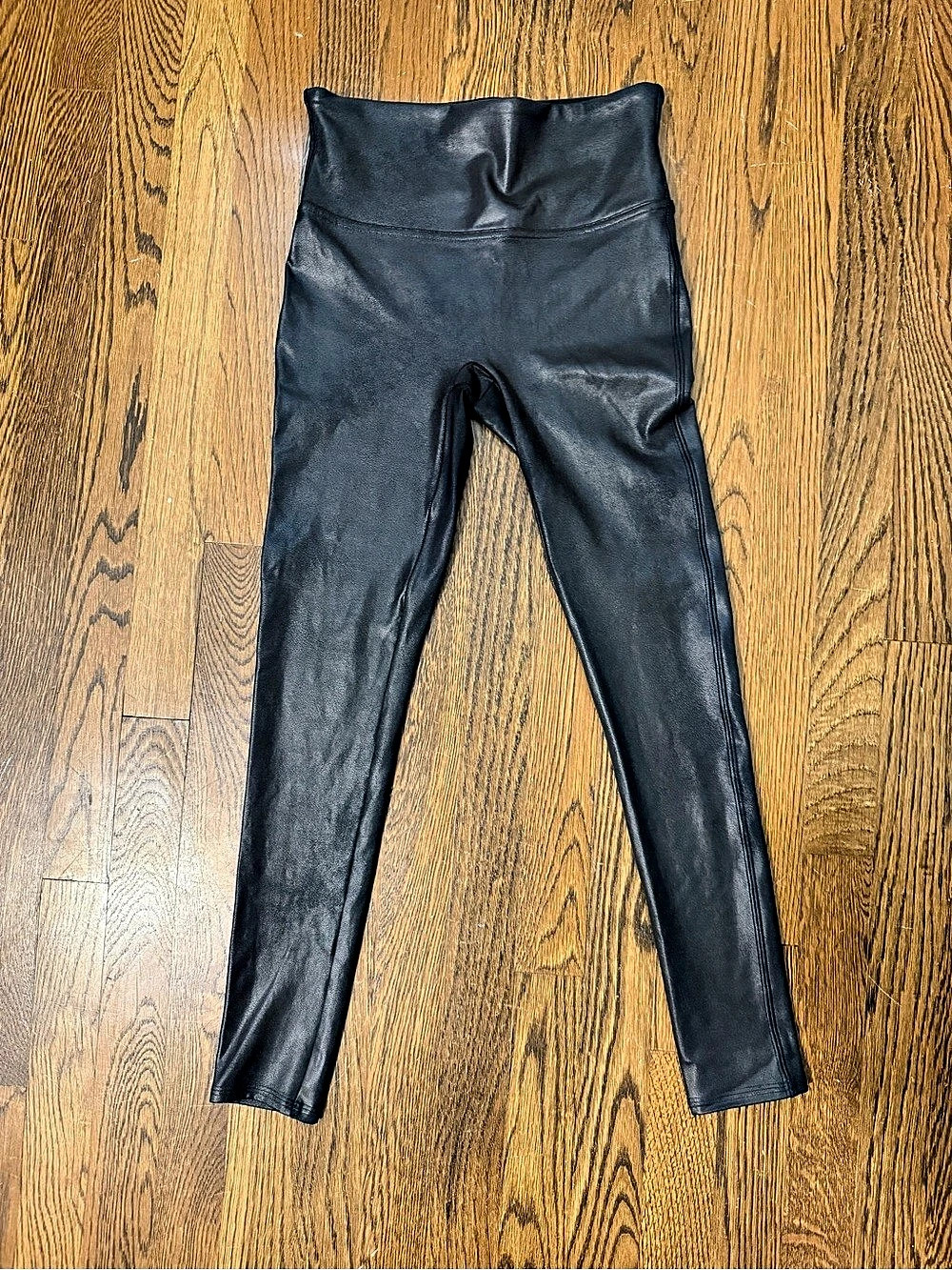 SPANX Faux Leather Leggings Black Size Medium Petite